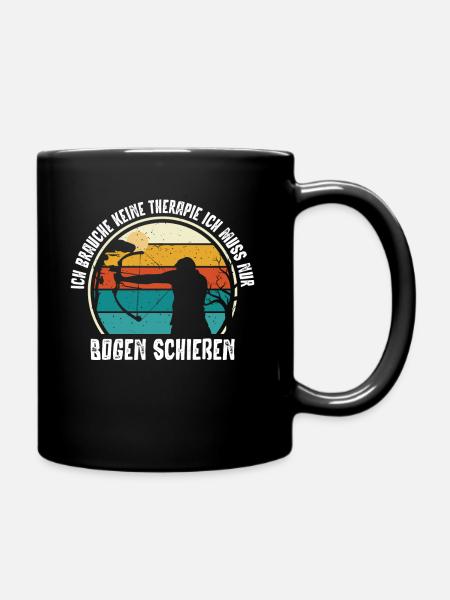 Bogenschießen, Archery, Langbogen, Compound - Tasse einfarbig - Schwarz