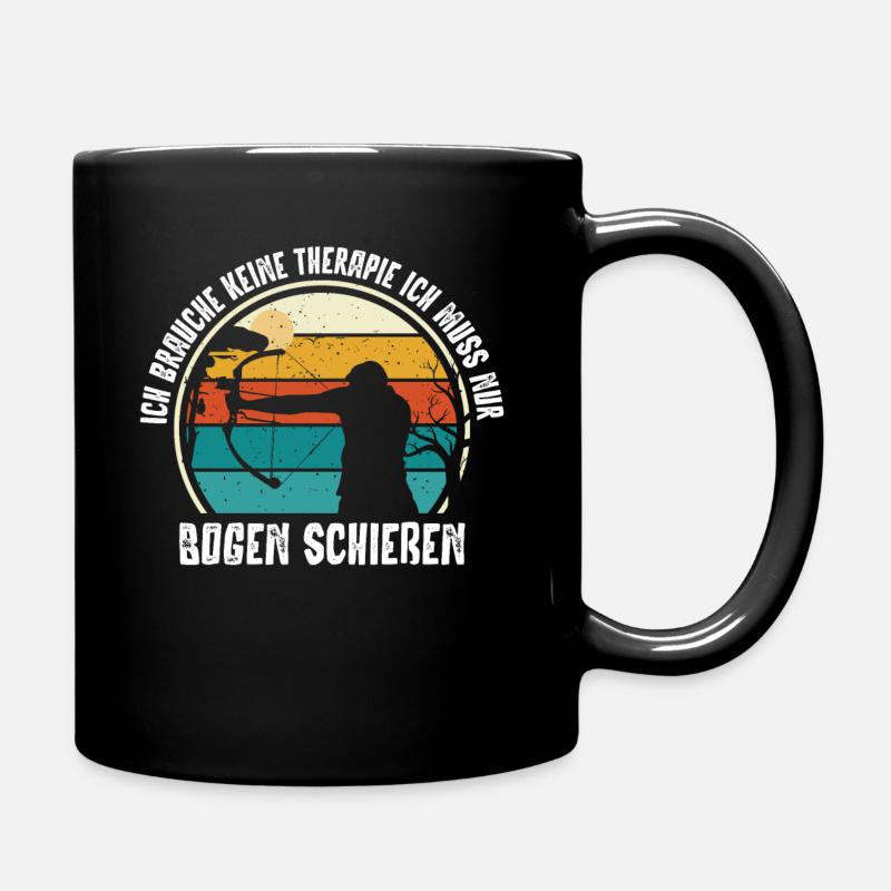 Bogenschießen, Archery, Langbogen, Compound - Tasse einfarbig - Schwarz
