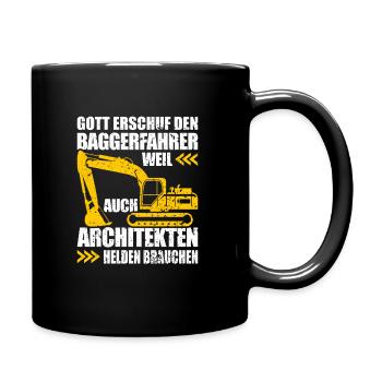 Baggerfahrer Geschenk Lustiger Spruch Bagger - Tasse einfarbig - Schwarz - Rechts