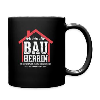 Bauherr Baustelle Hausbau - Tasse einfarbig - Schwarz - Rechts