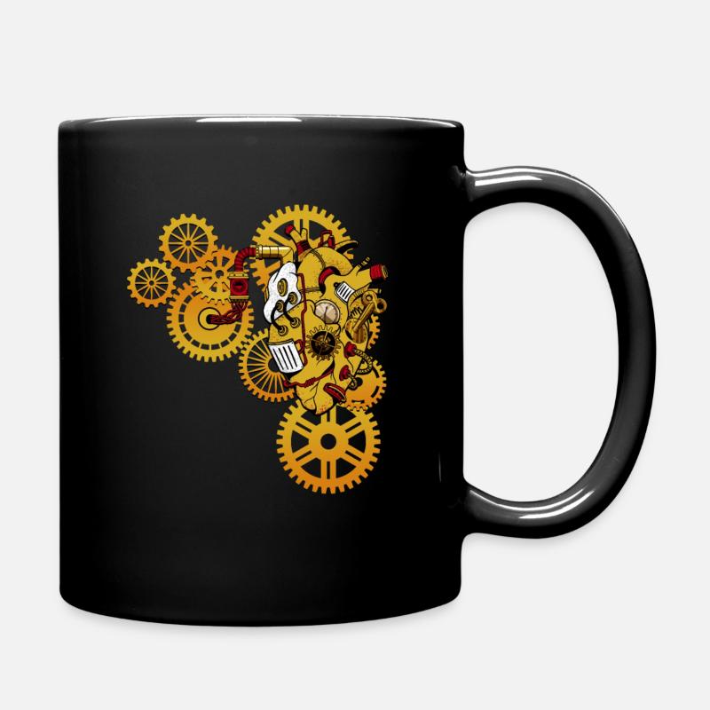 Steampunk, Mechanisches Herz - Tasse einfarbig - Schwarz