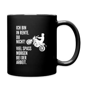 Ich Bin In Rente Viel Spass Arbeit Motorradfahrer - Tasse einfarbig - Schwarz - Rechts