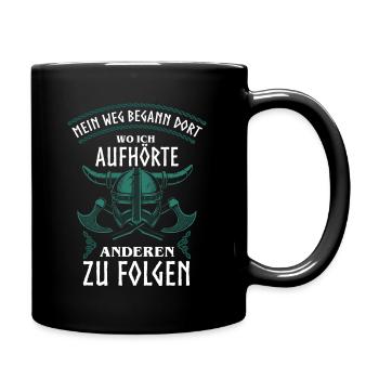 Wikinger, Altnordische Zitate, Odin, Walhalla - Tasse einfarbig - Schwarz - Rechts
