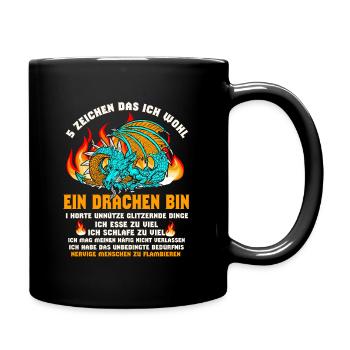 Drachen, 5 Zeichen das ich ein Drache bin - Tasse einfarbig - Schwarz - Rechts