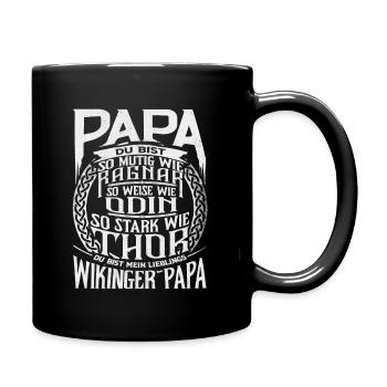 Wikinger Papa, Odin, Ragnar, Vatertag - Tasse einfarbig - Schwarz - Rechts