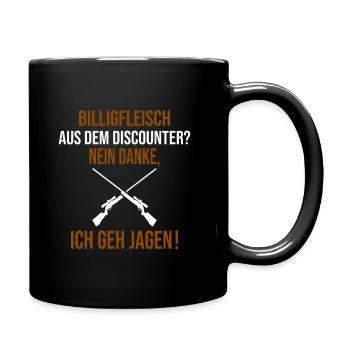 Wildschwein Jagd Lustiger Spruch Jagen für Jäger - Tasse einfarbig - Schwarz - Rechts