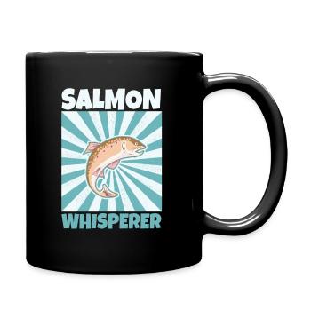 Lachs flüsterer Fisch Fische Anglen - Tasse einfarbig - Schwarz - Rechts