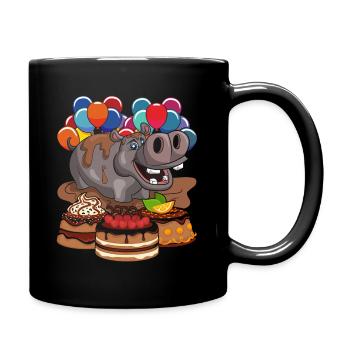 Kids Birthday Gift Animal Hippo - Full Colour Mug - black - Right