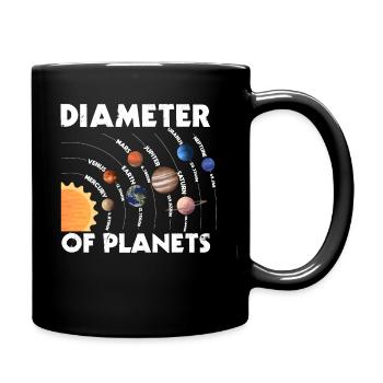 Diamètre des planètes, système solaire, planète - Mug uni - noir - Droite