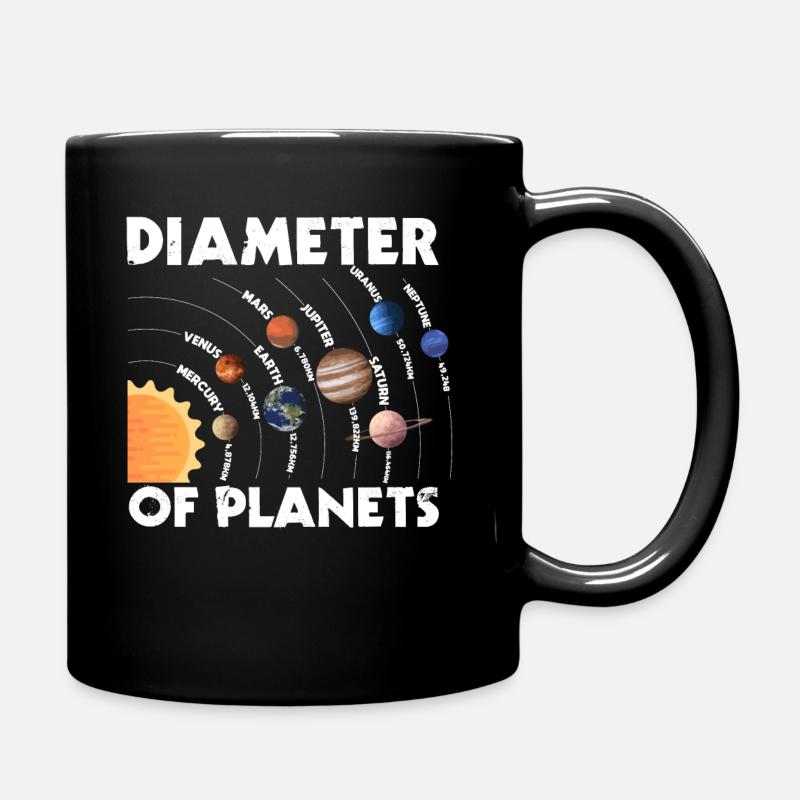 Diameter of Planet, Solar System, Planet - Full Colour Mug - black