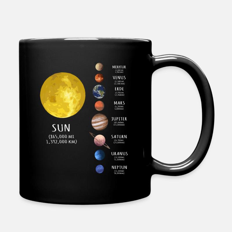 Sonnensystem, Planet, Planeten, Sonne, Erde - Tasse einfarbig - Schwarz