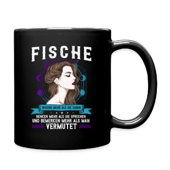 Pisces Tierkreiszeichen, Fische - Tasse einfarbig - Schwarz - Rechts