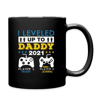 I Leveled Up To Daddy Funny Gaming Dad Quote - Full Colour Mug - black - Right