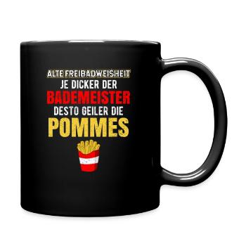 Bademeister Rettungsschwimmer Beruf Spruch - Tasse einfarbig - Schwarz - Rechts