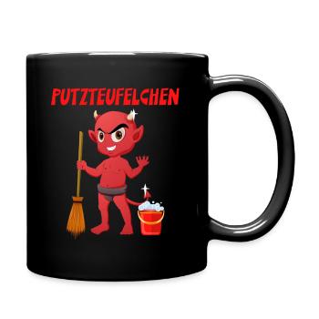 Putzteufelchen Reinigungskraft Hobby Putzen - Tasse einfarbig - Schwarz - Rechts