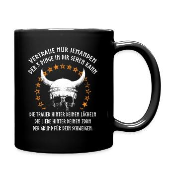 Wikinger, Walhalla Sprüche, Odin Nordmann - Tasse einfarbig - Schwarz - Rechts
