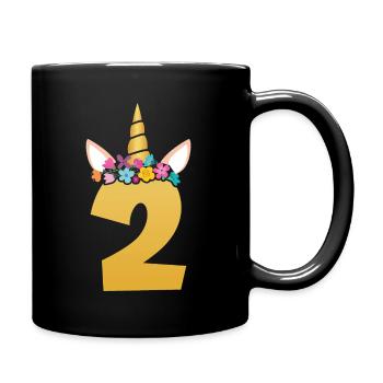 Girl Unicorn I'm 4 Years Old Birthday - Full Colour Mug - black - Right