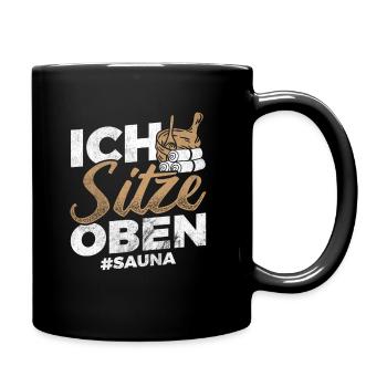 Sauna Saunieren Geschenkidee - Tasse einfarbig - Schwarz - Rechts