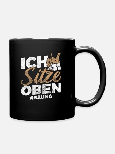 Sauna Saunieren Geschenkidee - Tasse einfarbig - Schwarz
