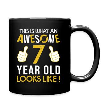 birthday 7 year awesome gift boy 7 years - Full Colour Mug - black - Right