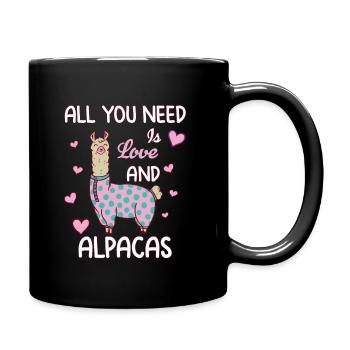 Love and Alpacas - Tasse einfarbig - Schwarz - Rechts