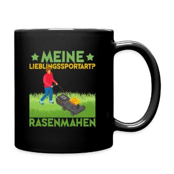 Rasenmähen Meine Lieblingssportart - Tasse einfarbig - Schwarz - Rechts