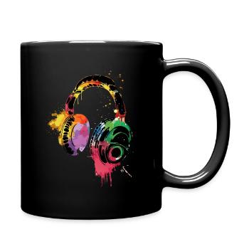 Musik-Kopfhörer, Musiker, Musik-Geschenk - Tasse einfarbig - Schwarz - Rechts