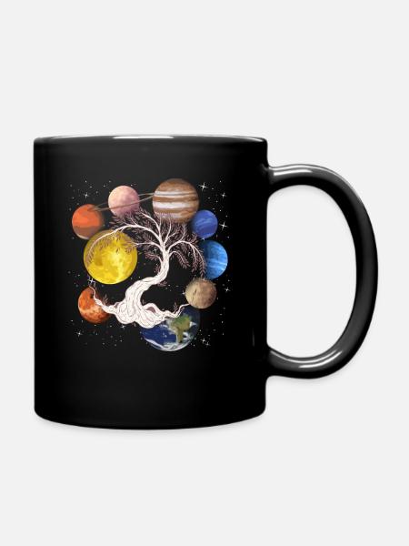 Tree of Life and the Planets, Solar System - Full Colour Mug - black