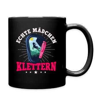 Echte Mädchen Klettern, Kletterer, Boulder - Tasse einfarbig - Schwarz - Rechts