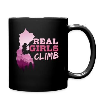 Echte Mädchen Klettern, Kletterer, Boulder - Tasse einfarbig - Schwarz - Rechts