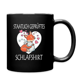 Staatlich geprüftes Schlafshirt Fuchs und Hase - Tasse einfarbig - Schwarz - Rechts