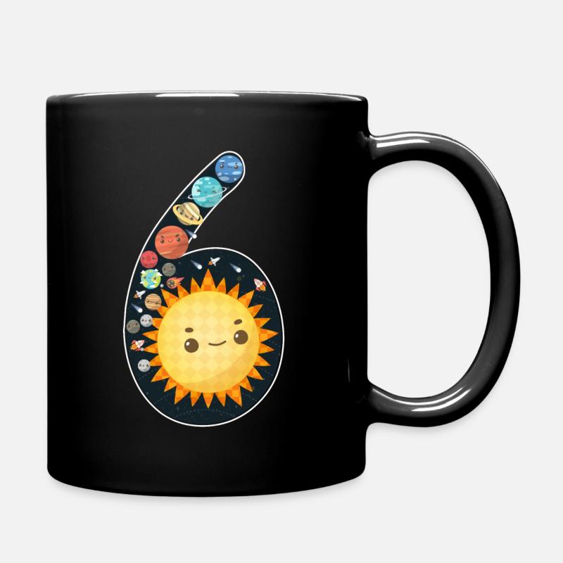 6ème anniversaire des enfants, espace, système solaire - Mug uni - noir