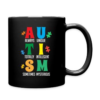 Autisme, Je porte bleu, conscience de l’autisme - Mug uni - noir - Droite