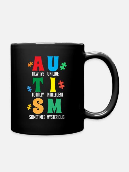 Autisme, Je porte bleu, conscience de l’autisme - Mug uni - noir