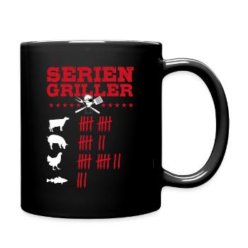 Seriengriller, Grill, BBQ, Fleischesser, Smoker - Tasse einfarbig - Schwarz - Rechts