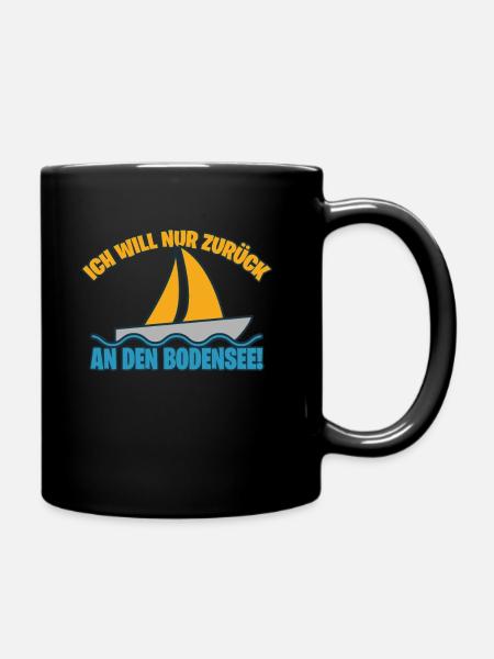 Ich möchte nur an den Bodensee - Tasse einfarbig - Schwarz