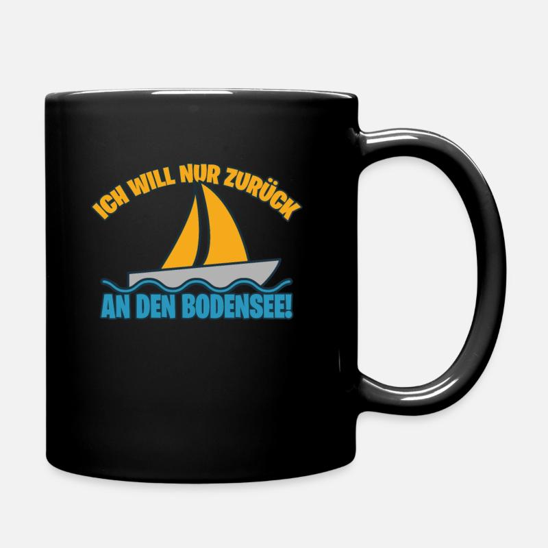 Ich möchte nur an den Bodensee - Tasse einfarbig - Schwarz