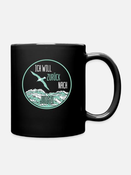 Ich will zurück nach Juist - Nordsee Möwe - Tasse einfarbig - Schwarz