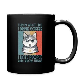 Café Boire je déteste les gens husky chien - Mug uni - noir - Droite