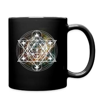 Metatron Cube Sacred Geometry Spiritual Yoga - Full Colour Mug - black - Right