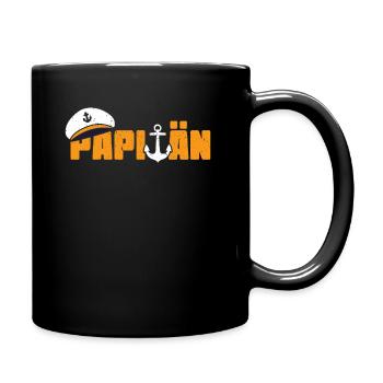 Papitän Papa Vater Vatertag Geschenk - Tasse einfarbig - Schwarz - Rechts