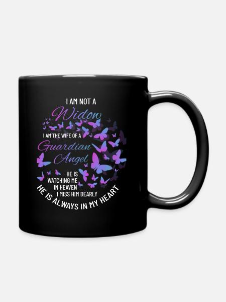 Witwe, Huband Verloren, Trauer, Guardian Angel - Tasse einfarbig - Schwarz