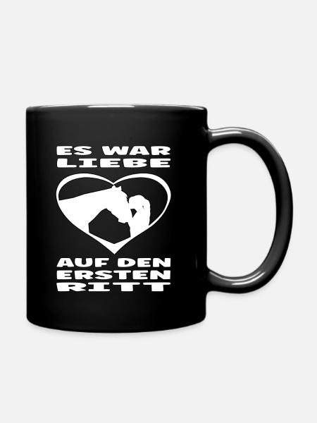 Es war Liebe auf den ersten Ritt Reiterin Pferd - Tasse einfarbig - Schwarz