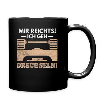 Drechseln Drechsler Drehen - Tasse einfarbig - Schwarz - Rechts
