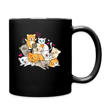 Katzenhaufen - Kawaii Kitten für Katzenbesitzer - Tasse einfarbig - Schwarz - Rechts