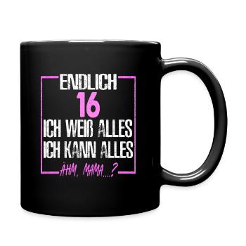 16.Geburtstag Geschenkidee - Tasse einfarbig - Schwarz - Rechts