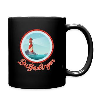 Maritim mit Leuchtturm - Nordsee Insel Butjadingen - Tasse einfarbig - Schwarz - Rechts