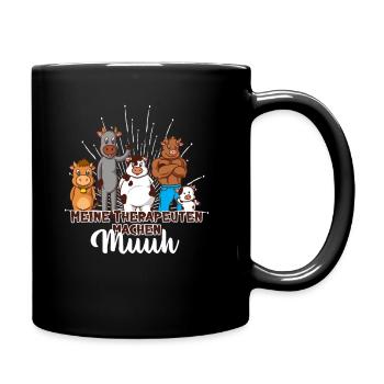 Meine Therapeuten machen Muh - Comic Kühe - Tasse einfarbig - Schwarz - Rechts