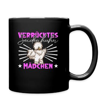 Verrücktes Seidenhuhn Mädchen - Seidenhühner - Tasse einfarbig - Schwarz - Rechts
