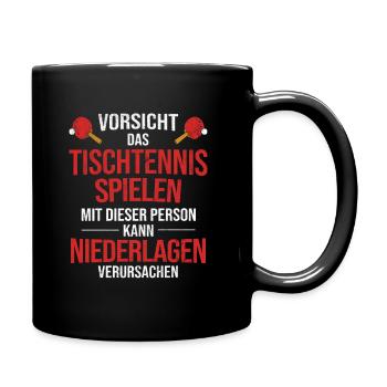 Geschenk Tischtennis Tischtennisschläger - Tasse einfarbig - Schwarz - Rechts